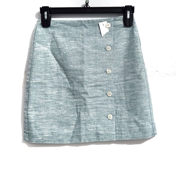 Nwt Loft 50% Linen Metallic Stripe Mini Skirt - Picture 1 of 9